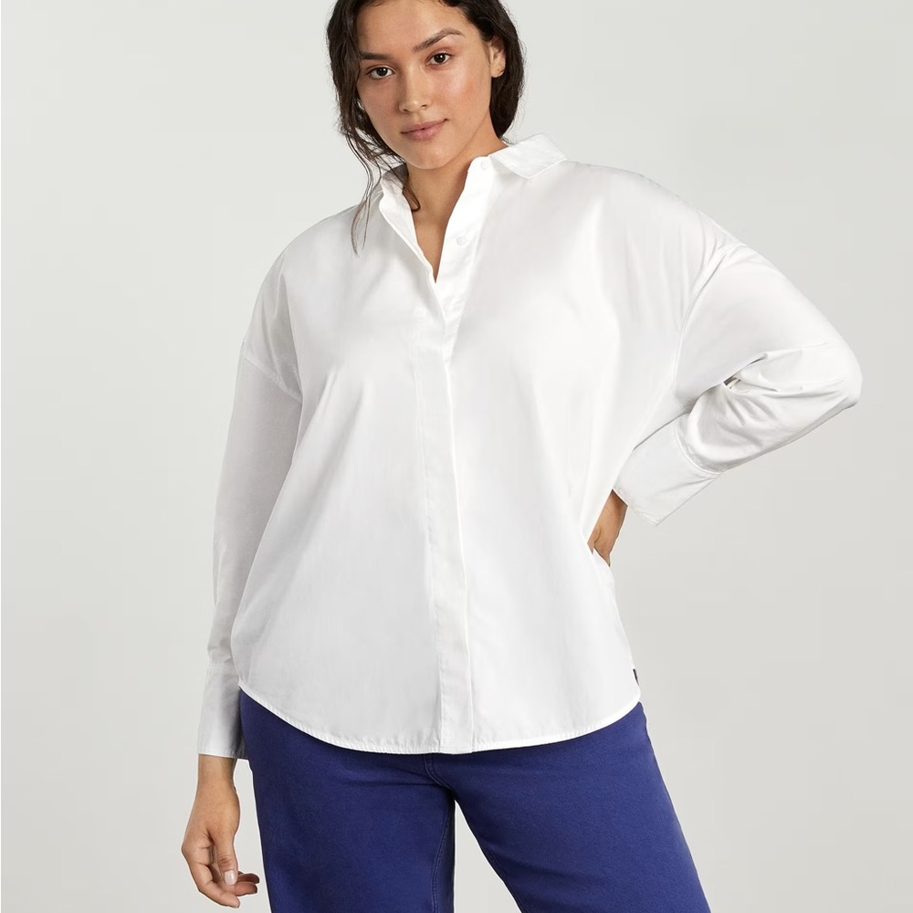 NWT Everlane The Oversized Poplin Shirt White Size: XS